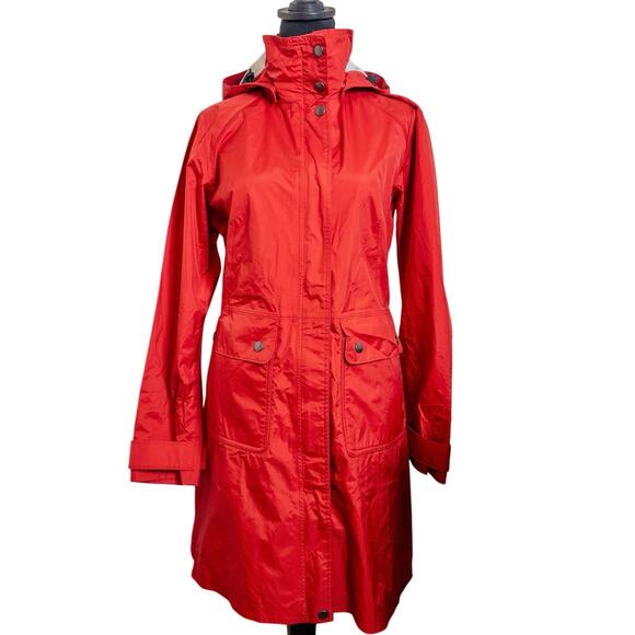 Patagonia Torrentshell Red Hooded Raincoat Trench Jacket Women’s Small - Picture 2 of 12